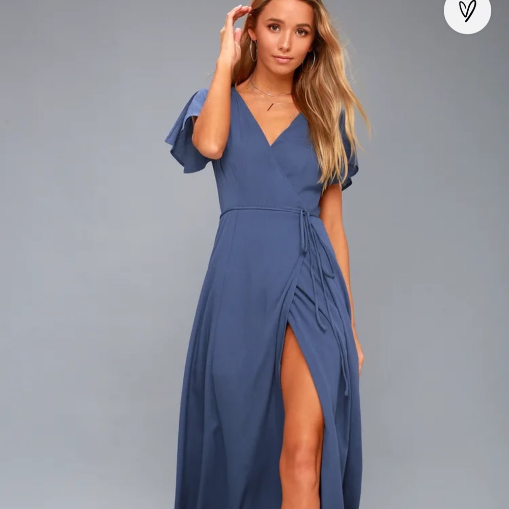 Heart of Marigold Denim Blue Wrap Maxi Dress